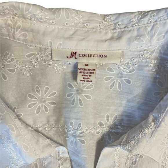 Vintage white flowered embroidered blouse -JM Collection - Picture 6 of 10